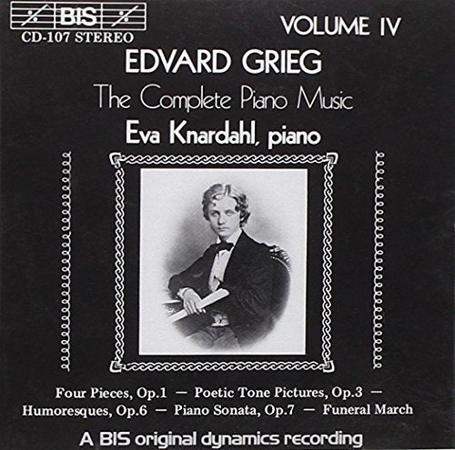 Black CD cover with white text and a framed portrait of Edvard Grieg.