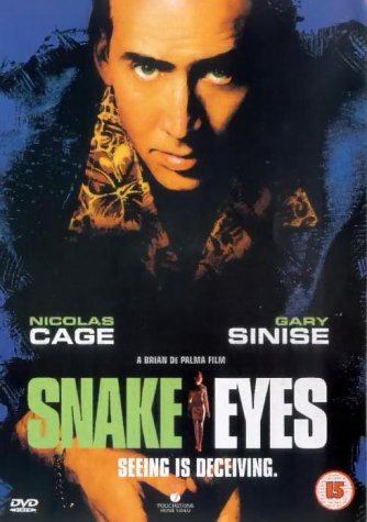 Snake Eyes" DVD cover featuring Nicolas Cage and a silhouetted figure.
