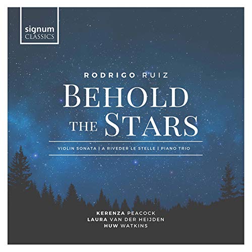 CD cover for "Behold The Stars" by Rodrigo Ruiz, with starry night scene.