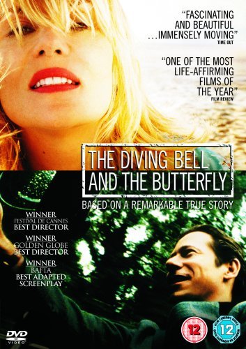 DVD cover for “The Diving Bell And The Butterfly” featuring a close-up face.