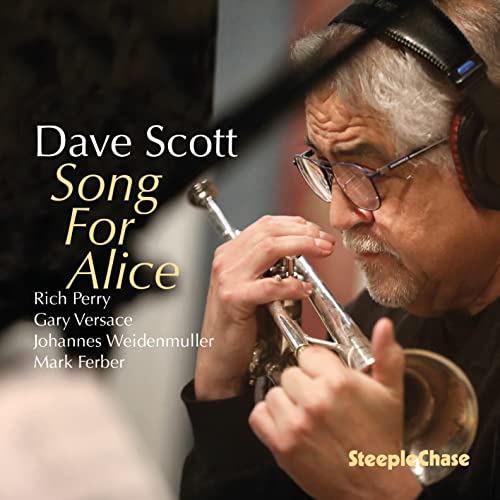 CD cover featuring Dave Scott playing trumpet, with text and musician names.