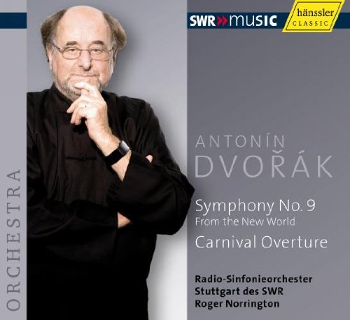 CD cover featuring a man in black, text reads "Antonín Dvořák Symphony No. 9".