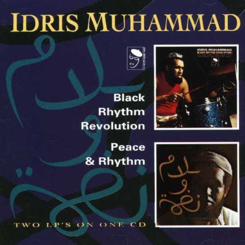 "CD cover featuring Idris Muhammad, with two album covers and abstract blue design."