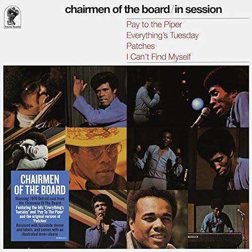 Chairmen Of The Board" vinyl record with album cover and two records shown.