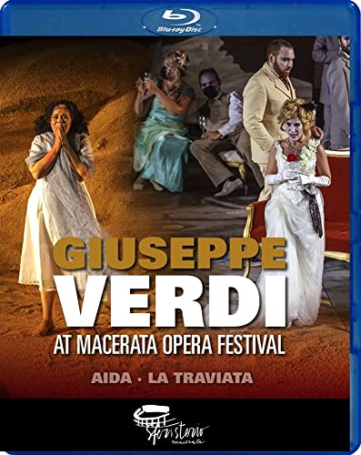 Blu-ray cover for Giuseppe Verdi opera performances at Macerata Festival.