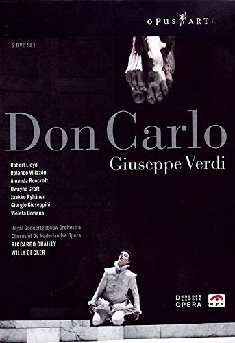 Don Carlo" DVD cover: hands reaching down towards a kneeling man.