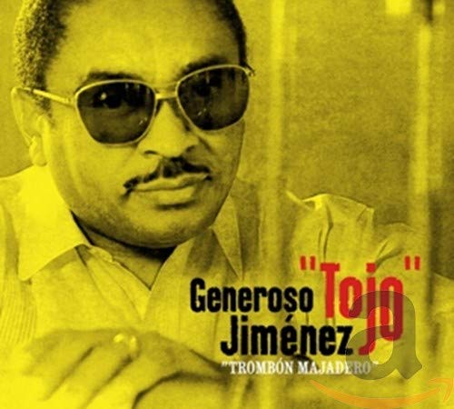 Close-up of Generoso Jiménez wearing sunglasses, album cover for "Trombon Majadero.