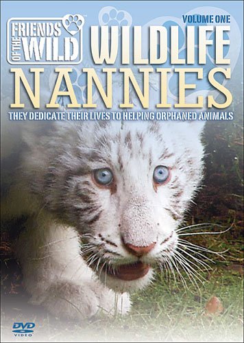 DVD cover featuring a white tiger cub with blue eyes and the title "Wildlife Nannies".