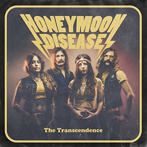 CD cover for Honeymoon Disease’s “Transcendence” featuring four people.