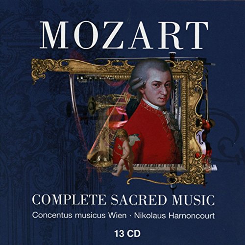 A CD cover featuring Mozart in a red coat, surrounded by an ornate gold frame.