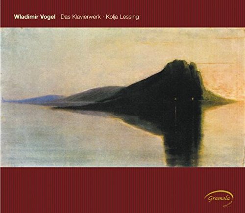 "CD cover with abstract landscape painting, red borders, and yellow text."