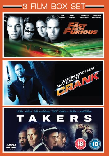 An orange DVD box set cover featuring three action movie covers.
