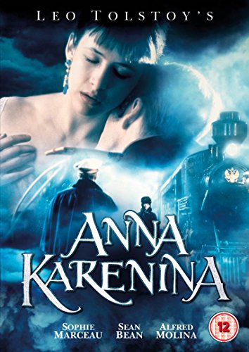 DVD cover for "Anna Karenina" featuring a couple and a train.