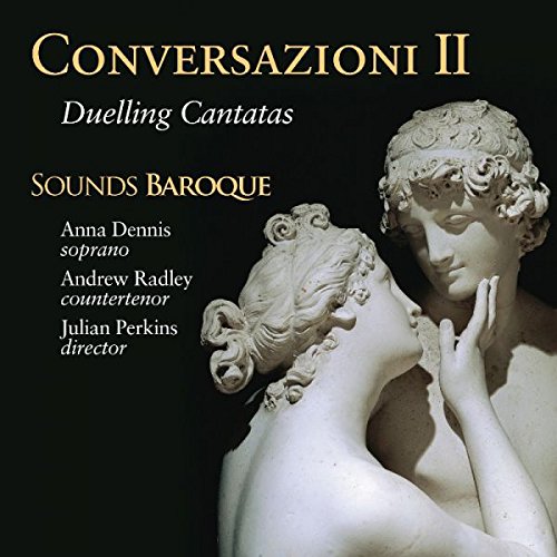 "CD cover featuring two white marble statues against a black background with gold text."