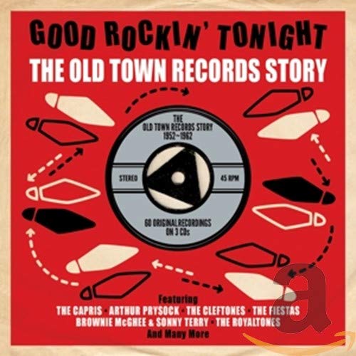 Album cover with red background, central vinyl record graphic, and footprints in a circle.