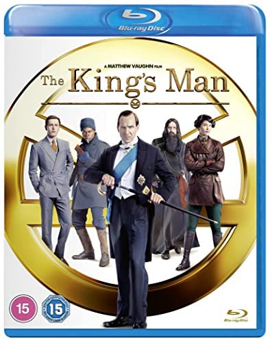 Blu-ray cover for "The King's Man" featuring five formally dressed people.