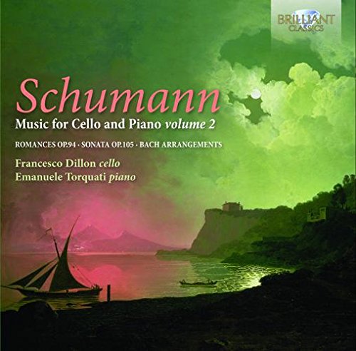 "CD cover with serene seascape, green and pink hues, and 'Schumann' in red text."