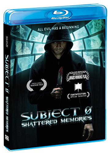 Blu-ray cover for "Subject 0: Shattered Memories" featuring a hooded figure with a knife.