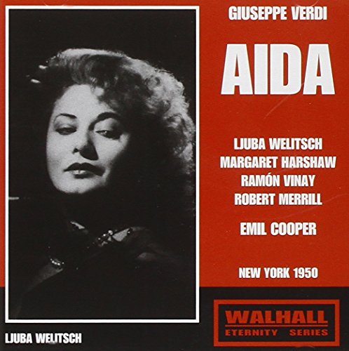 A CD case with a cover, titled "Verdi - Aida" with a Cooper, New York 1950 label.