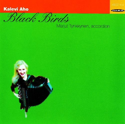CD cover featuring a woman playing a black accordion on a green background.