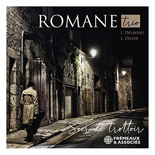 CD cover: a shadowy street scene with a figure and text "Soir de trottoir".