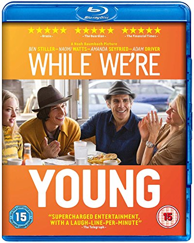 While We're Young" Blu-ray cover featuring Ben Stiller, Naomi Watts, and cast.