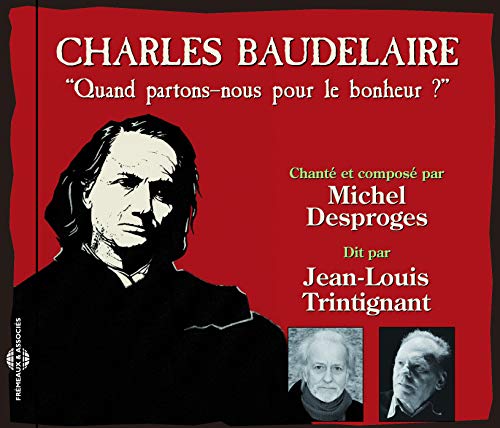 Red album cover featuring a portrait of Charles Baudelaire and Michel Desproges.