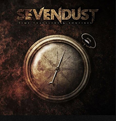 "Album cover featuring a pocket watch on a dark, fiery background with 'Sevendust' text."