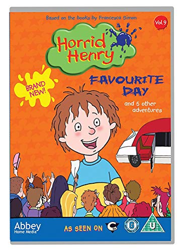 Horrid Henry DVD cover featuring Henry surrounded by a crowd with an orange background.
