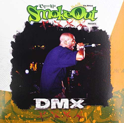 DMX performing at the Smoke Out Festival, vinyl record cover art.