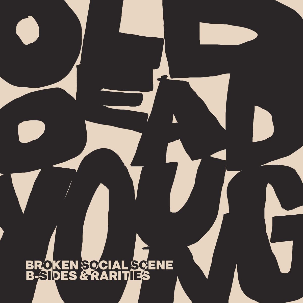 "Album cover with 'OLD DEAD YOUNG' in large black text on beige background, with smaller text below."