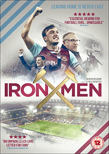 DVD cover for "Iron Men" featuring soccer players and a stadium.