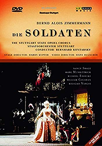 DVD cover for "Die Soldaten" opera, featuring performers in costume.