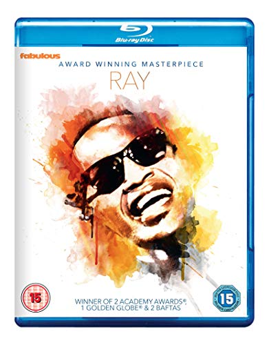 Blu-ray cover for “Ray” featuring a portrait of Ray Charles in watercolor.