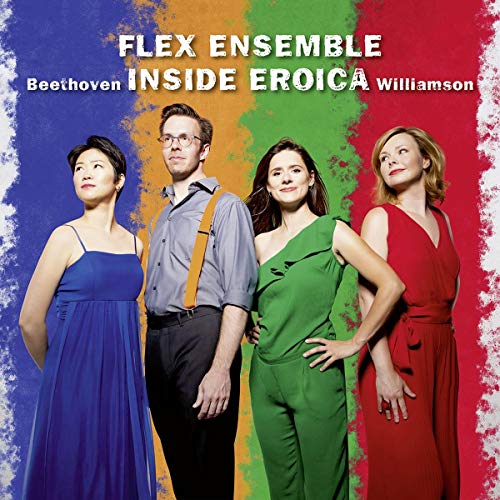 "CD cover featuring four musicians in blue, gray, green, and red attire."