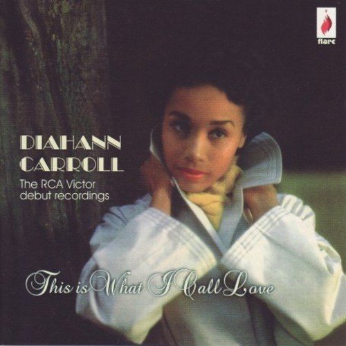 Diahann Carroll album cover with a woman holding sheet music, elegant font, and "flare" logo.
