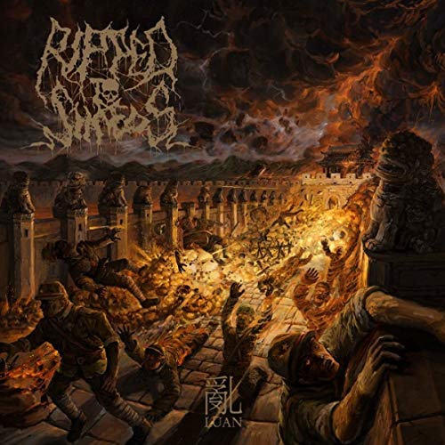 Album cover for “Ripped To Shreds - Luan” depicting a chaotic, fiery battle scene.