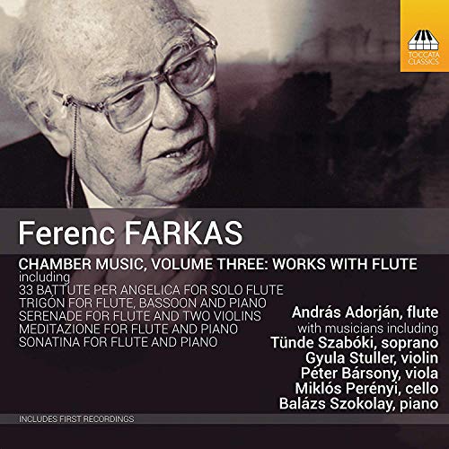 "CD cover featuring a black-and-white portrait of Ferenc Farkas with text overlay."