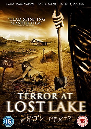 DVD cover for horror film "Terror At Lost Lake" with axe and victim.