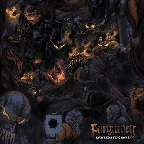 Dark album cover with demonic figures, skulls, and fiery, swirling smoke.