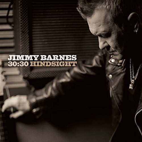 "Black and white album cover featuring Jimmy Barnes in a leather jacket."