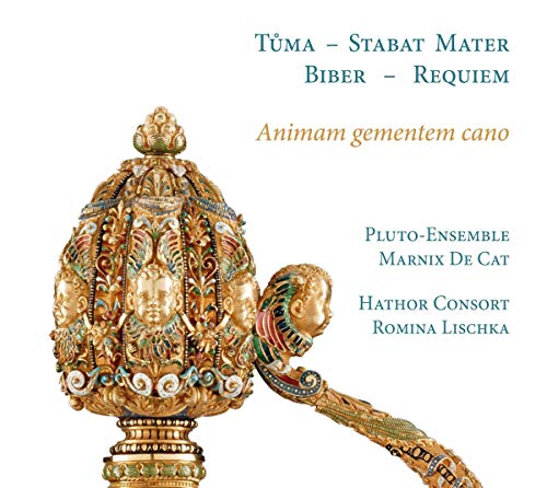 Ornate golden object with three faces on a white background with text overlay.