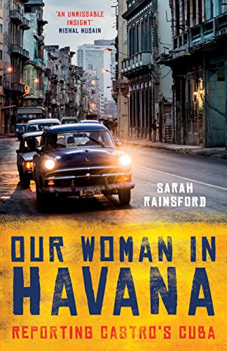 "Book cover with vintage car on Havana street and bold title text."