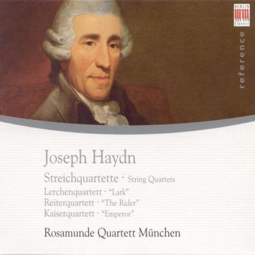 "CD cover featuring a portrait of Joseph Haydn with text describing the music."