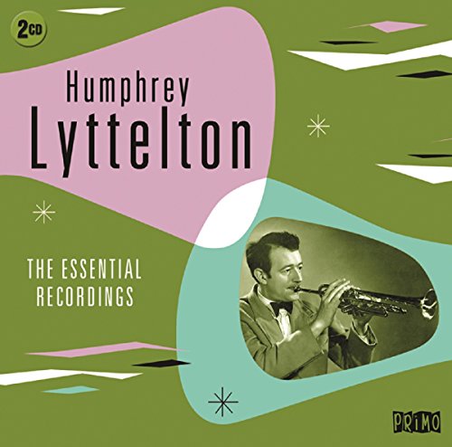 "CD cover with Humphrey Lyttelton playing trumpet, green background, and abstract shapes."