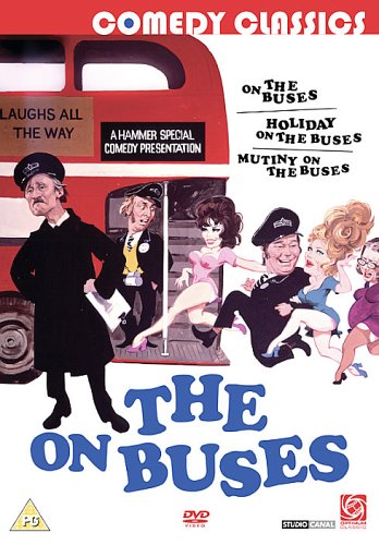 DVD cover featuring a cartoon bus driver and women, titled "The On Buses".