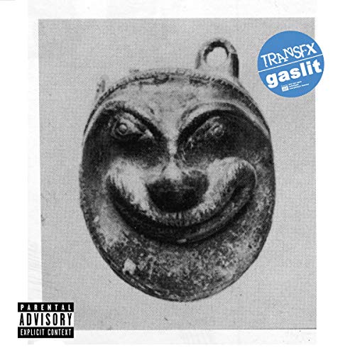 Vinyl album cover for Transfx’s “Gaslit” featuring a distorted face sculpture.