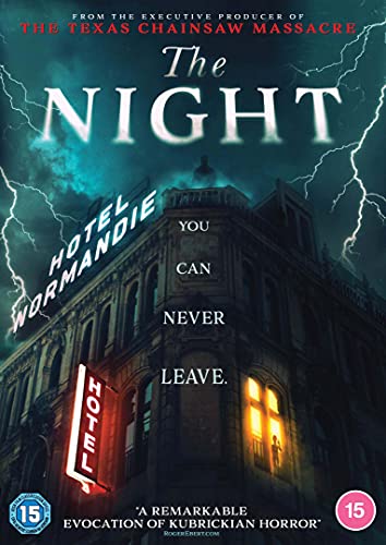 DVD cover for "The Night" featuring a dark hotel with lightning.