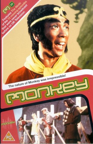 "Monkey DVD cover featuring a man in costume and a scene from the show."