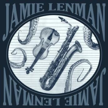 A vinyl record cover featuring a saxophone, violin, and tentacles on a dark background.